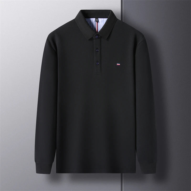2025 New Men's Casual and Fashionable Embroidered Long Sleeved Polo Shirt Comfortable Breathable and Versatile Summer Top - Ellianto fashion Men's