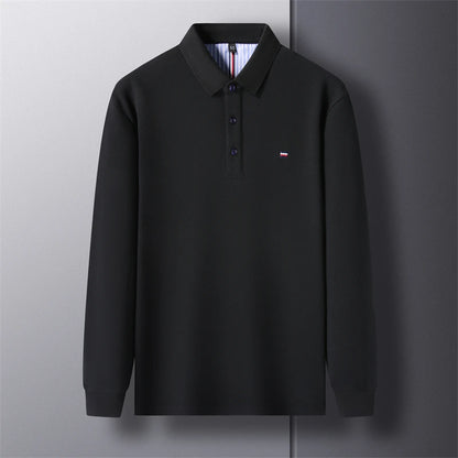2025 New Men's Casual and Fashionable Embroidered Long Sleeved Polo Shirt Comfortable Breathable and Versatile Summer Top - Ellianto fashion Men's
