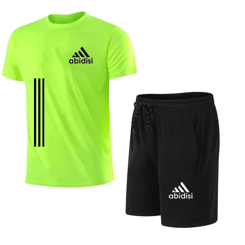 2025 The latest brand men's T-shirt set Fashion casual T-shirt men's summer men's running set - Ellianto fashion Men's