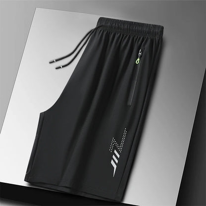 Plus Size Sport Shorts 8XL Track Shorts Running Shorts Breathable Ice Silk Man Quick Dry Outdoor Drawstring with Zipper Pocket - Ellianto fashion Men's