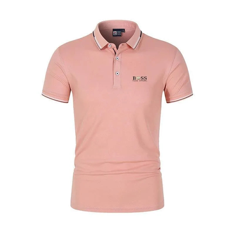 2025 New Fashion BSS FLEXX APPAREL Brand Polo Shirt Men's Summer Standing Neck Slim Fit Solid Color Breathable Casual Men's Polo - Ellianto fashion Men's