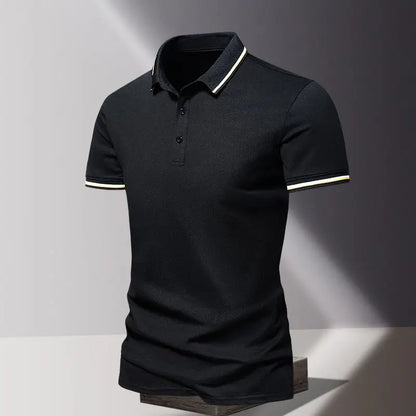 Pure Cotton New Thin Short-sleeved Polo Casual Lapel Top Base Shirt European and American Style - Ellianto fashion Men's