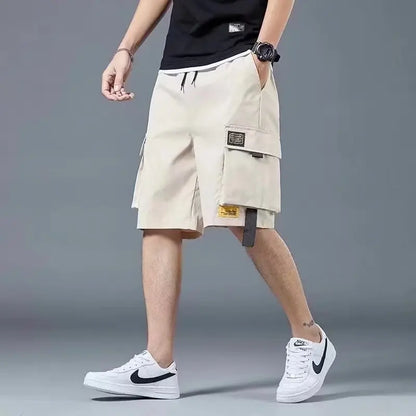 Workwear shorts, men's multiple pockets, medium shorts, summer thin loose cropped pants - Ellianto fashion Men's