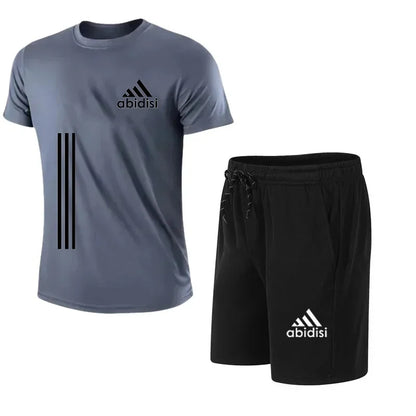 2025 The latest brand men's T-shirt set Fashion casual T-shirt men's summer men's running set - Ellianto fashion Men's