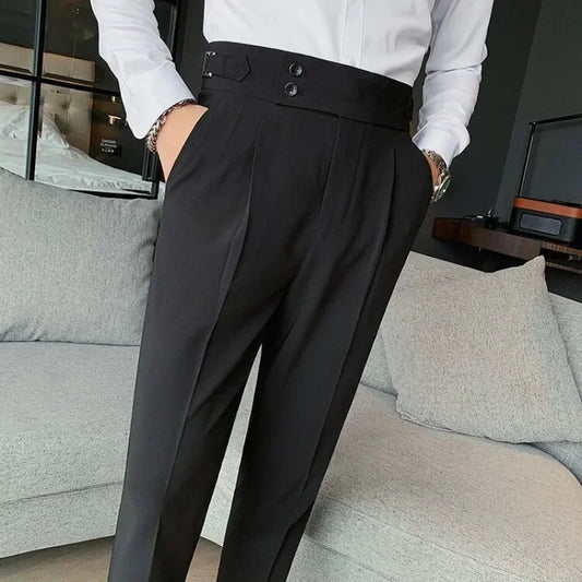 Draped Trousers for Men Fluid High Waist Brown Man Suits Pants Up Spring Clothes Quality Korean Reviews Many Stylish Tailoring - Ellianto fashion Men's