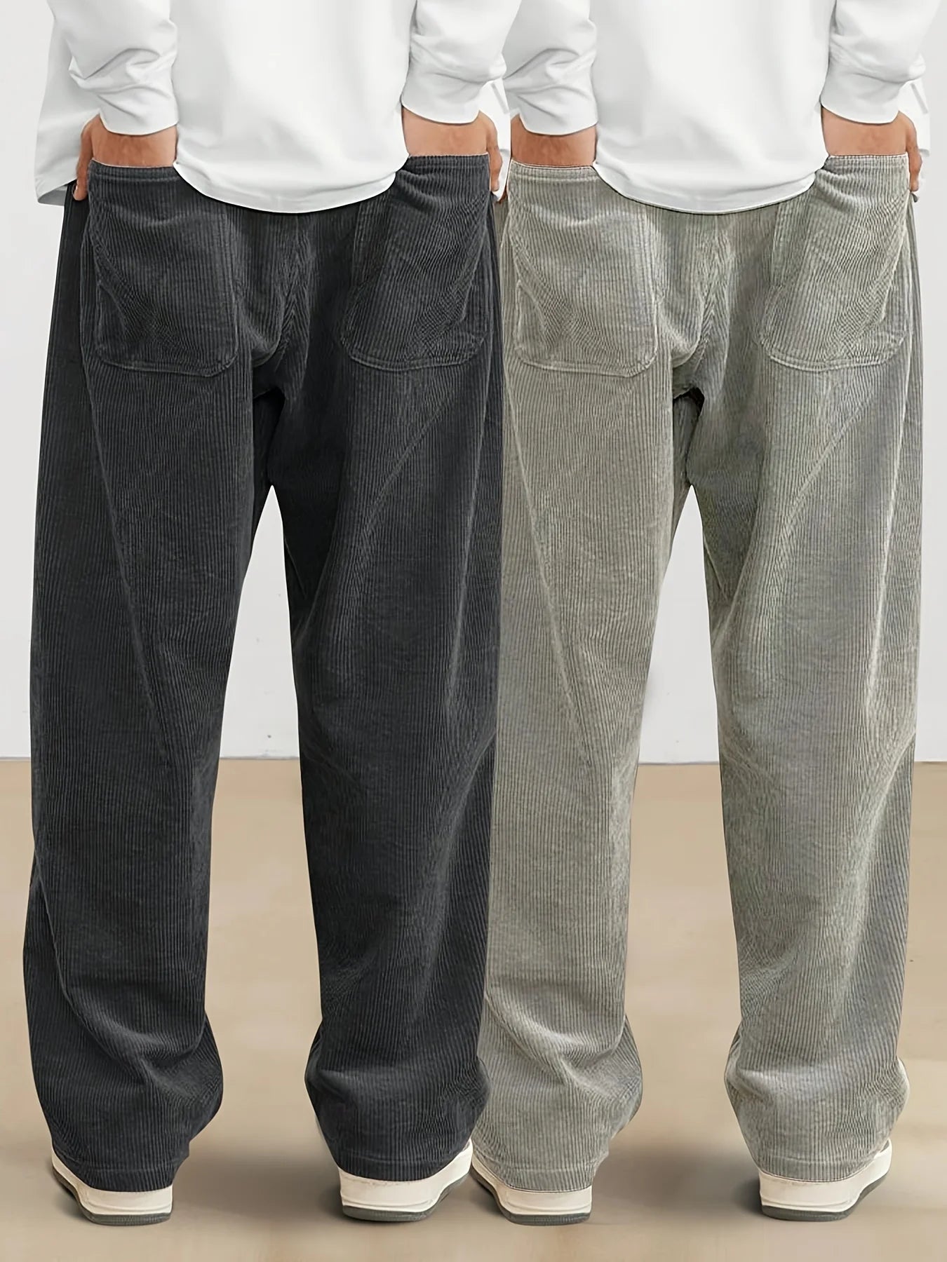 Corduroy pants men clothing Sweatpants Loose-Fit Casual Pants man baggy hosen Regular Length Trousers men cargo pants women - Ellianto fashion Men's