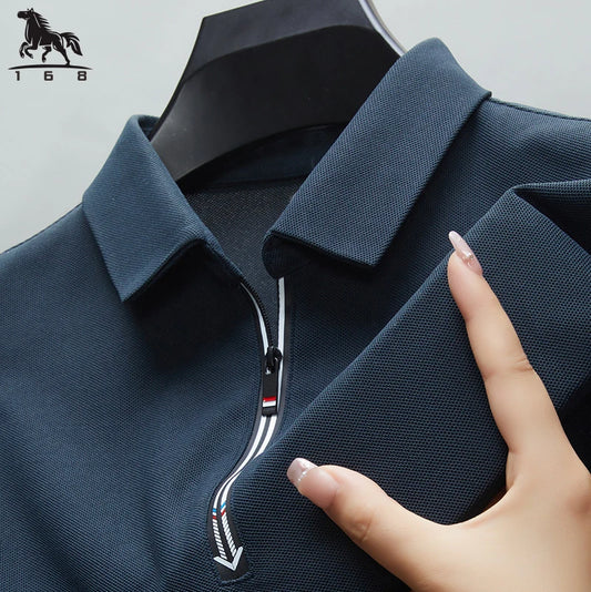Men's high quality summer new lapel men's short sleeve polo shirt fringe ventilate business casual men's polo shirt M-4XL GP237 - Ellianto fashion Men's