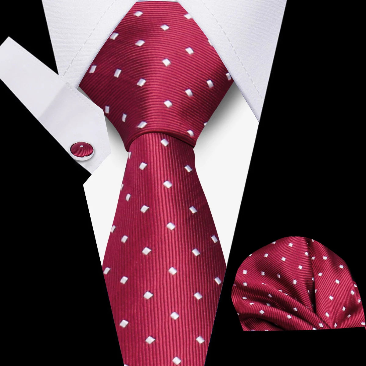 Tie Men Business Necktie Set Classic Plaid Cufflinks Handkerchief For Suit Wedding High Quality 3pcs Ties Sets Formal Gravata - Ellianto fashion Men's