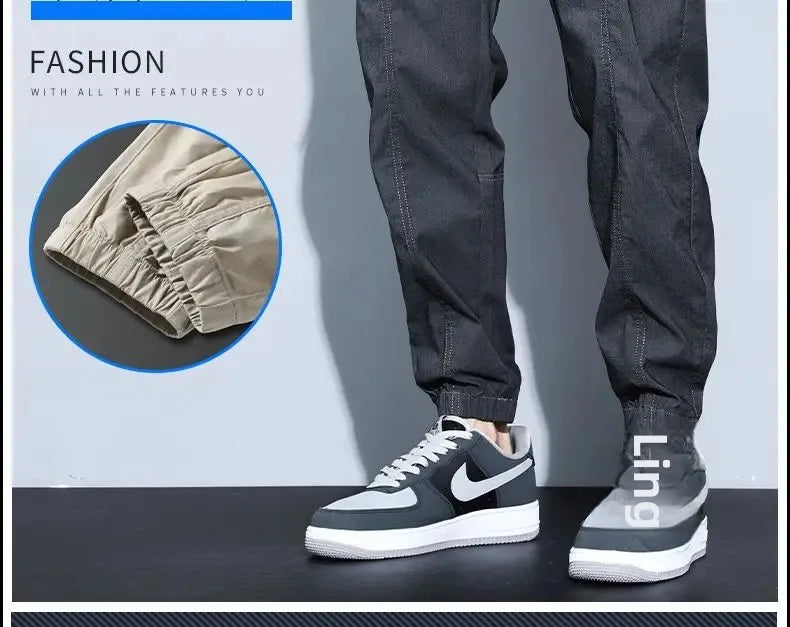 Summer Thin Men's Harajuku Cargo Pants Loose-Fit Sports Trendy Versatile Ankle-Length Casual Trousers - Ellianto fashion Men's