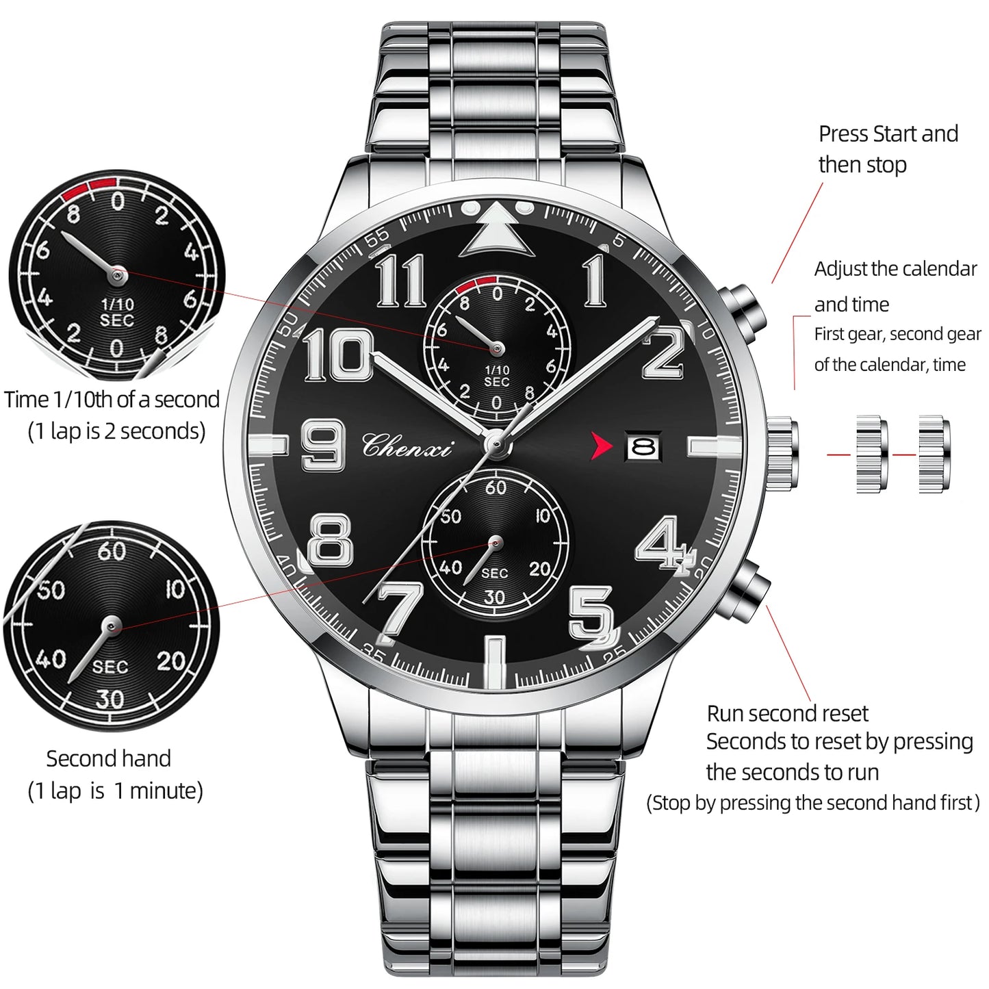 NEW Fashion Multifunction Men for Watches Top Brand Casual Sports Waterproof Wristwatch Chronograph Calendar Men's Watch Gifts - Ellianto fashion Men's