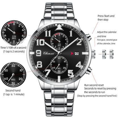 NEW Fashion Multifunction Men for Watches Top Brand Casual Sports Waterproof Wristwatch Chronograph Calendar Men's Watch Gifts - Ellianto fashion Men's