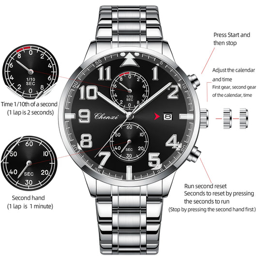NEW Fashion Multifunction Men for Watches Top Brand Casual Sports Waterproof Wristwatch Chronograph Calendar Men's Watch Gifts - Ellianto fashion Men's