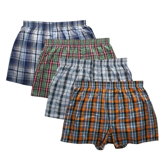 New Classic Plaid men arrow pants casual fashion brand High quality boxer 4pcs/lot mens Cotton boxers men's shorts underwear - Ellianto fashion Men's