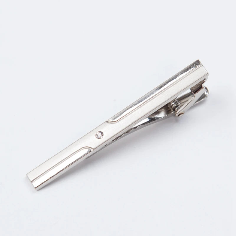 Men Metal Silver Color Tie Clip For Wedding gifts Necktie Clasp Clip Gentleman Ties Bar Crystal Tie Pin For Men's Accessories - Ellianto fashion Men's