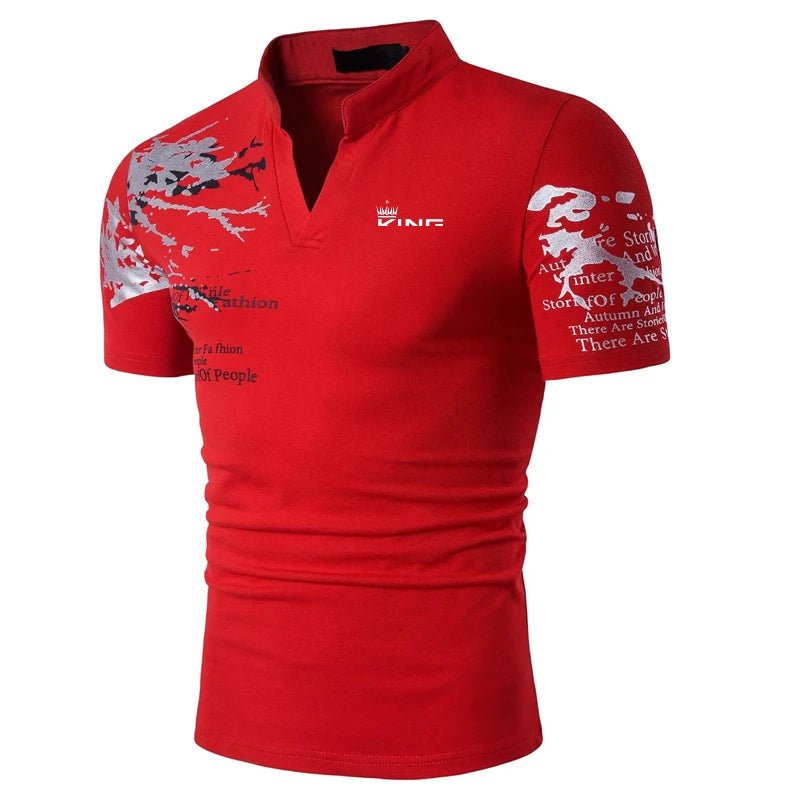 Men's Polo Shirt Golf Shirt Graphic Prints V Neck Outdoor Street Short Sleeves Print Clothing Sports Fashion Streetwear Designer - Ellianto fashion Men's
