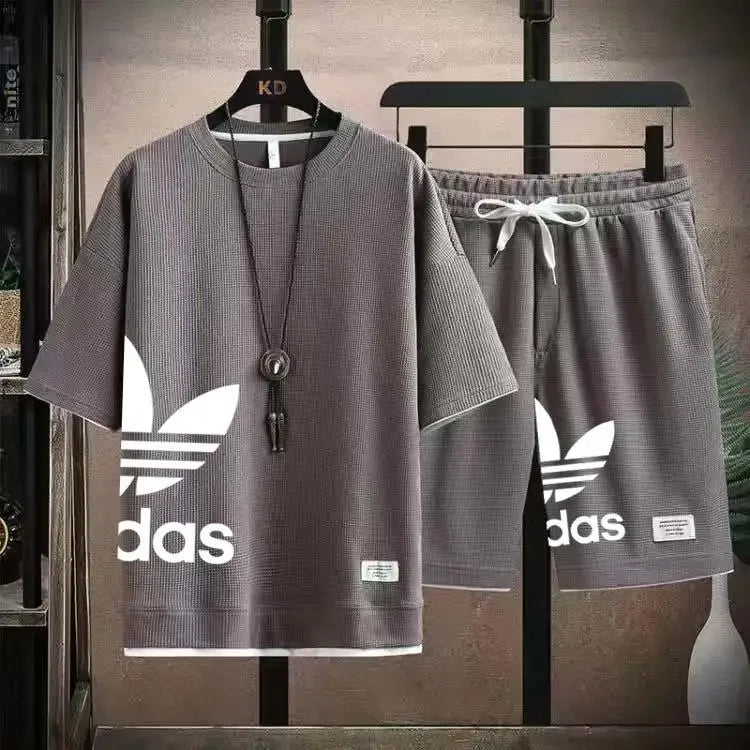 Summer 2025 New Men's pullover sportswear Set, fashionable basketball men's casual short-sleeved T-shirt + shorts two-piece set - Ellianto fashion Men's