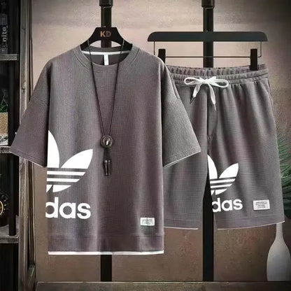 Summer 2025 New Men's pullover sportswear Set, fashionable basketball men's casual short-sleeved T-shirt + shorts two-piece set - Ellianto fashion Men's