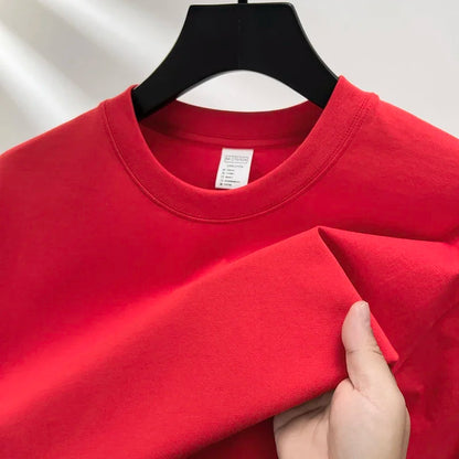 100% cotton summer high quality men's short sleeve round neck fashion loose half sleeve top breathable T-shirt