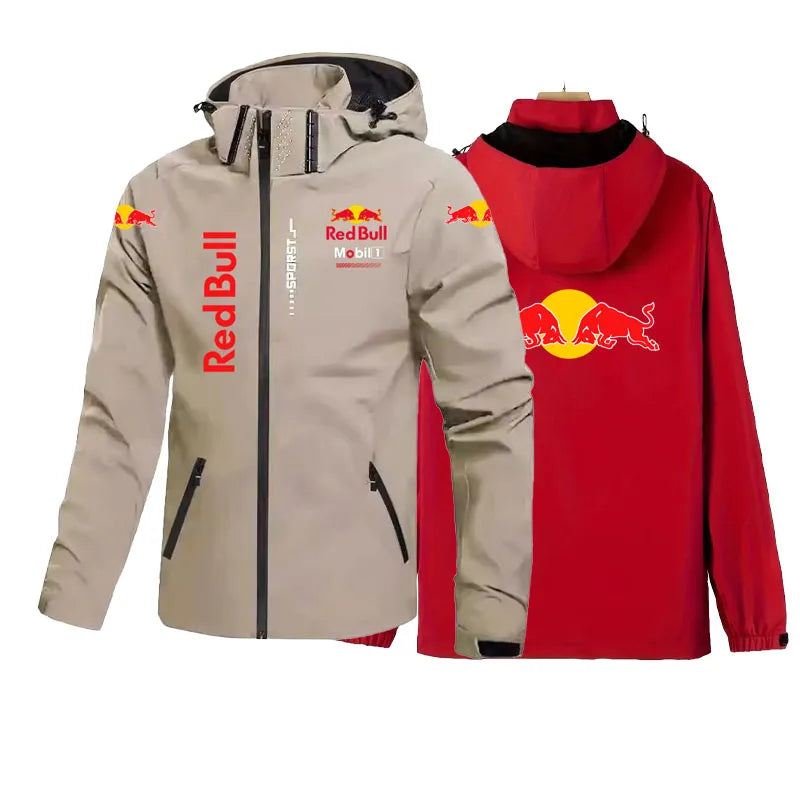 Red Bull Down Jacket Men's Coat Spring And Autumn Style Hooded Detachable Outdoor Windproof And Waterproof Mountaineering Suit - Ellianto fashion Men's