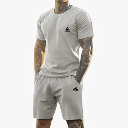 2025 summer new men's printed short-sleeved T-shirt + shorts suit, casual sportswear, breathable outdoor casual men's T-shirt, - Ellianto fashion Men's