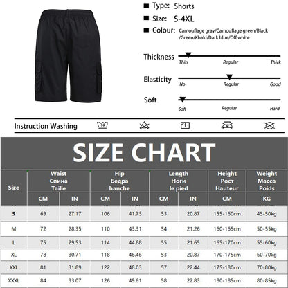 Men's Cargo Shorts Big Size Sports Knee Shorts Classic Short Pants Streetwear Straight Loose Work Casual Street Shorts - Ellianto fashion Men's