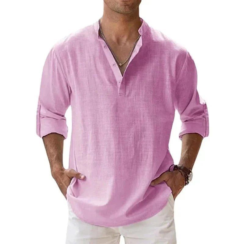 Lightweight Streetwear Henley – Breathable Cotton-Linen Comfort and Effortless Style for the Modern Man