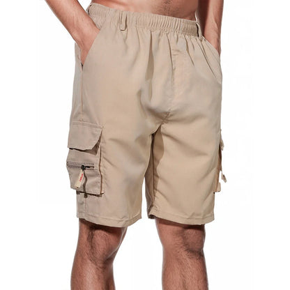 Men's Shorts Loose Large Size Multi-Pocket Overalls Summer Comfortable Elastic Waist Pants Outdoor Casual Sports Beach Pants - Ellianto fashion Men's