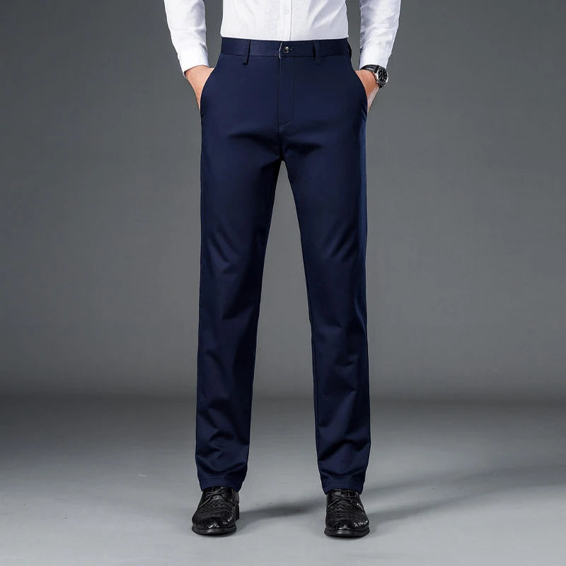 Men's lightweight business casual pants with micro elasticitymen's quick drying pantsnew straight leg office black deep bluepant - Ellianto fashion Men's