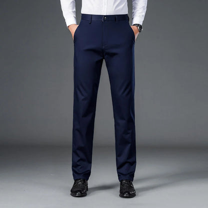 Men's lightweight business casual pants with micro elasticitymen's quick drying pantsnew straight leg office black deep bluepant - Ellianto fashion Men's