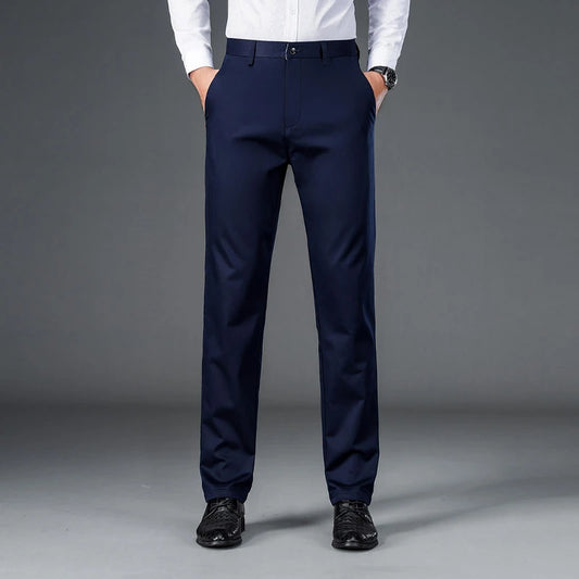 Men's lightweight business casual pants with micro elasticitymen's quick drying pantsnew straight leg office black deep bluepant - Ellianto fashion Men's
