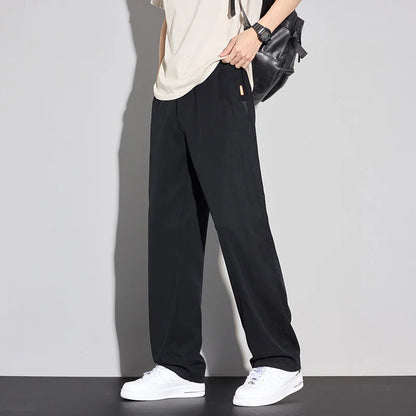 2025 Summer Thin Men's Soft Lyocell Casual Pants Breathable Fashion Solid Color Simple Male Trousers Brand Clothing