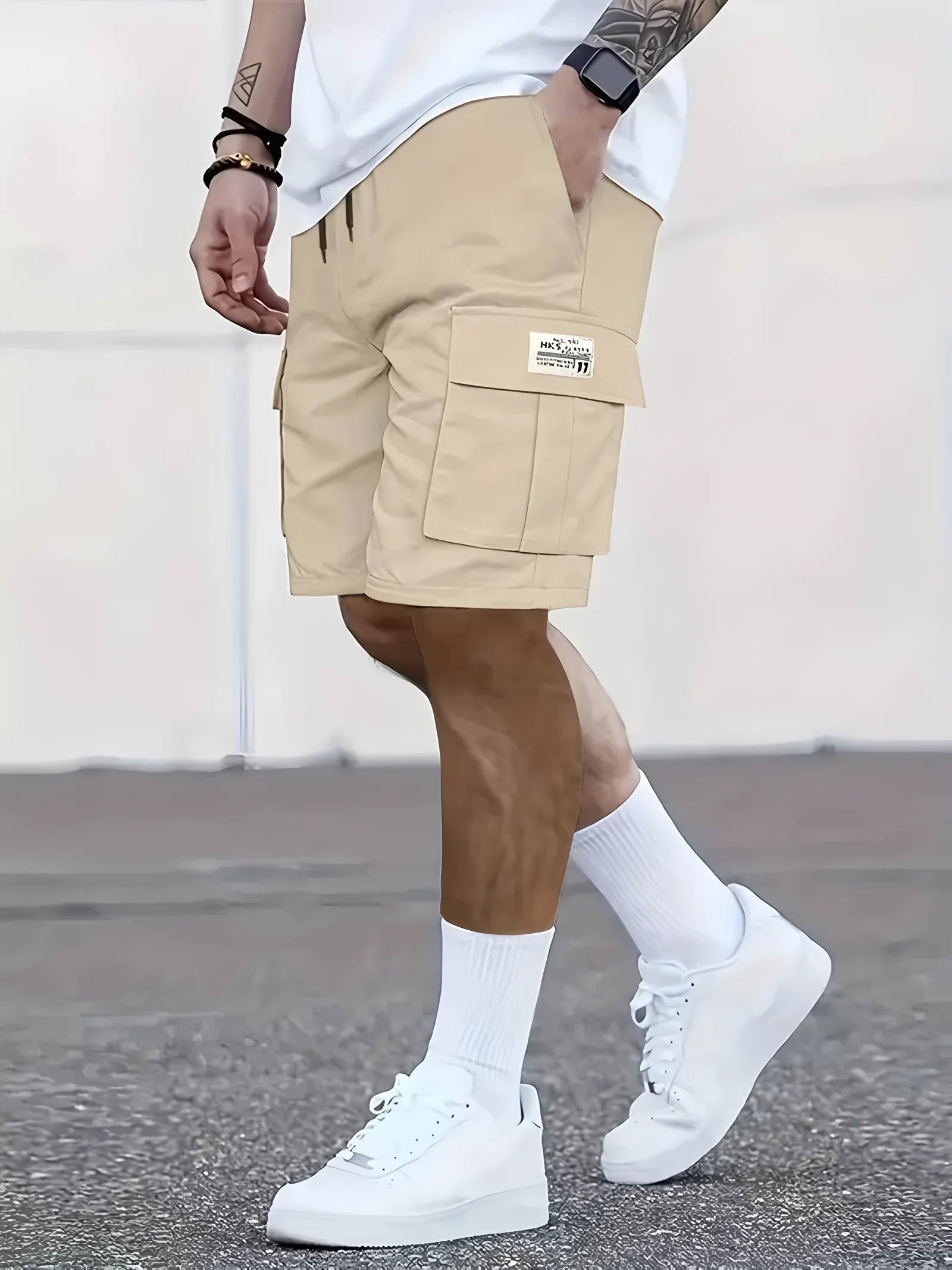 Men's work shorts; summer comfort; multi-pocket; outdoor leisure sport beach pants; elastic waistband - Ellianto fashion Men's