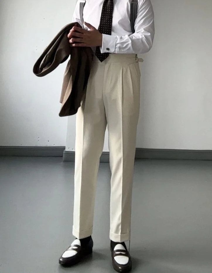 High Waist Slim Fit Business Man Suits Pants Summer 2025 Cheap Elegant Fashion Homme Up Straight Suit Trousers for Men - Ellianto fashion Men's