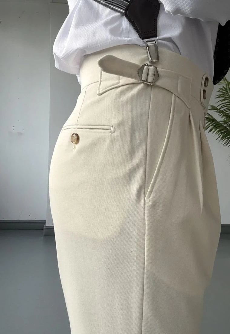 High Waist Slim Fit Business Man Suits Pants Summer 2025 Cheap Elegant Fashion Homme Up Straight Suit Trousers for Men - Ellianto fashion Men's