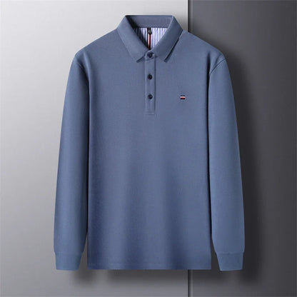 2025 New Men's Casual and Fashionable Embroidered Long Sleeved Polo Shirt Comfortable Breathable and Versatile Summer Top - Ellianto fashion Men's