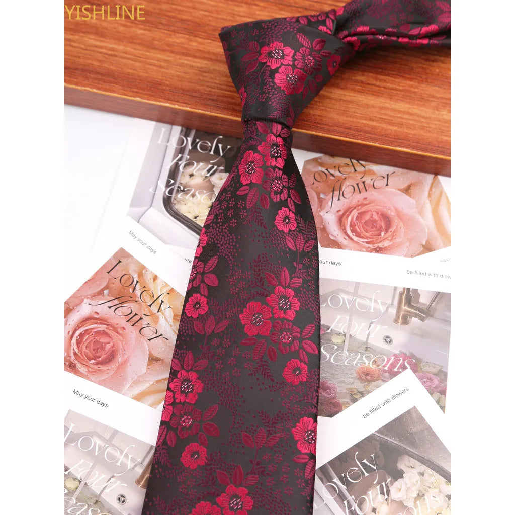 Man Tie Festival Fashion Striped Black Necktie Orange Dark Blue Gravata For Men Slim Paisley Floral Fit Wedding Corbatas Neck - Ellianto fashion Men's