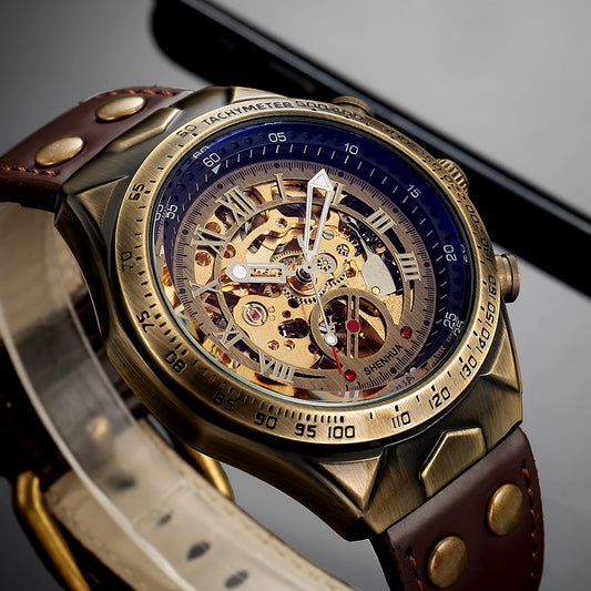 Wrist Watch For Men Waterproof Automatic Mechanical Watch Men's watch Retro montre homme with Genuine Leather relogio masculino - Ellianto fashion Men's