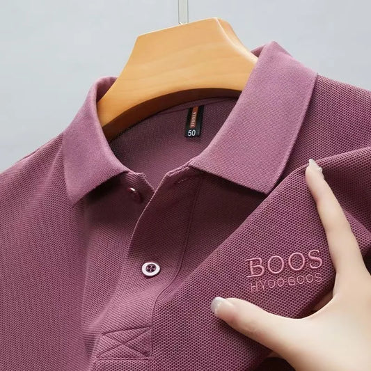 100% Cotton Embroidered Summer New Men's POLO Shirt Business Casual Solid Color Versatile Short-sleeved T-shirt - Ellianto fashion Men's