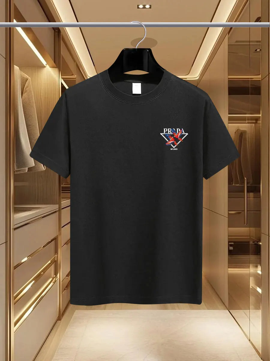 The 2025 new summer men's luxury fashion PDA brand Milan print T-shirt, pure cotton round neck casual fashion Y2K high-end and h - Ellianto fashion Men's