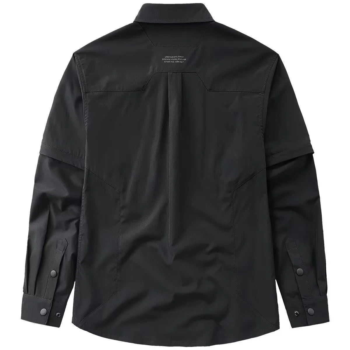 Men's Techwear Button Up Shirt Oversized Streetwear Harajuku Hip Hop Shirts Detachable Sleeve Black Tooling Button Up Blouse - Ellianto fashion Men's
