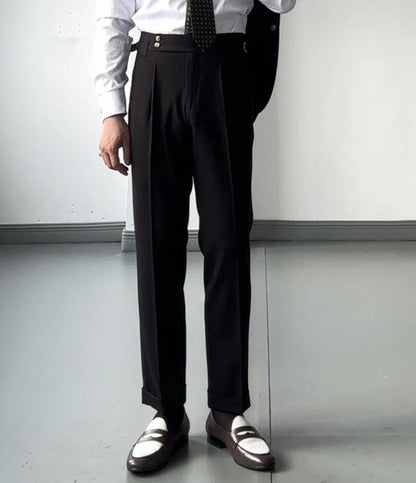 High Waist Slim Fit Business Man Suits Pants Summer 2025 Cheap Elegant Fashion Homme Up Straight Suit Trousers for Men - Ellianto fashion Men's