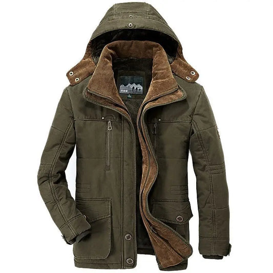 Windbreake Hooded Jacket Tactical Fleece Military Thermal Coats Mens Jacket Outwear Windbreaker Plus Velvet Winter Warm Men - Ellianto fashion Men's