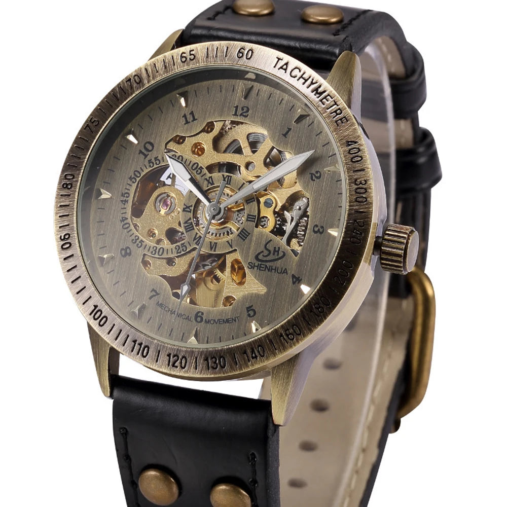 Wrist Watch For Men Waterproof Automatic Mechanical Watch Men's watch Retro montre homme with Genuine Leather relogio masculino - Ellianto fashion Men's
