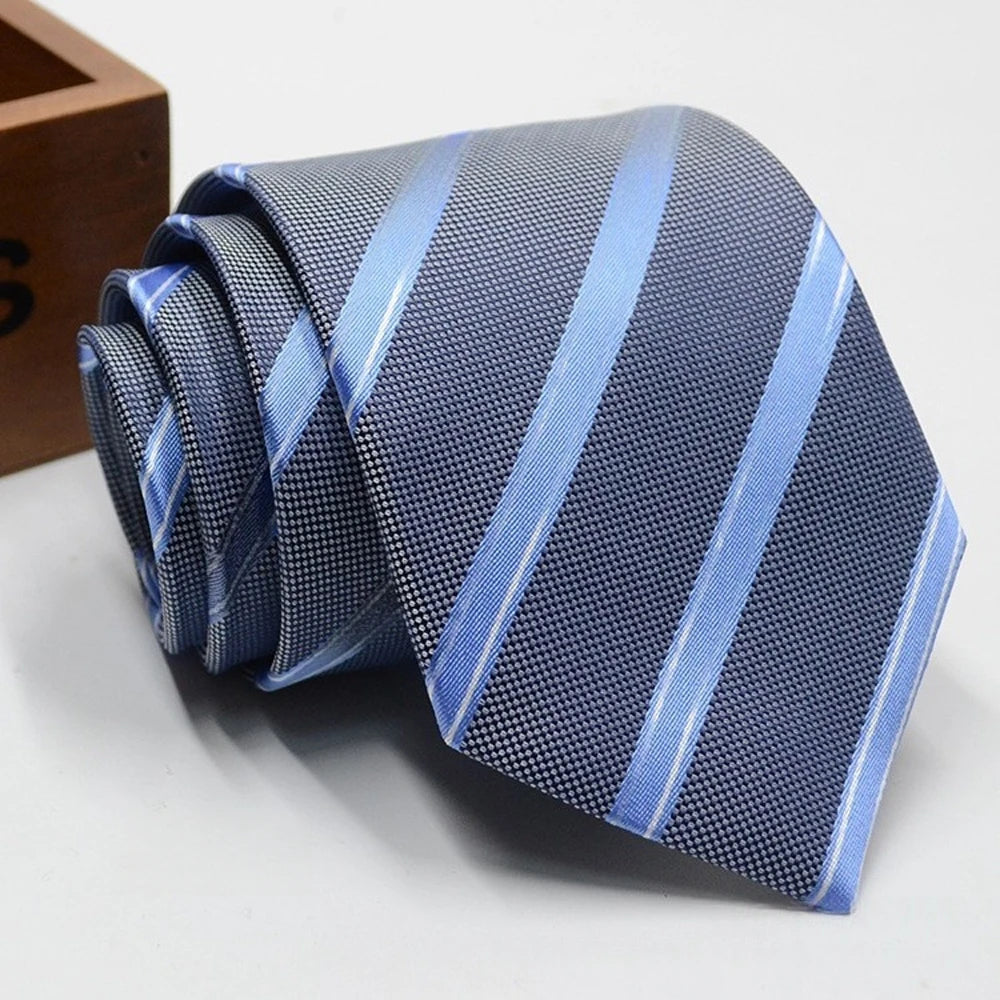 Classic Stripe Necktie Men Business Formal Wedding Tie 8cm Blue Black Pink Red Neck Ties Fashion Shirt Dress Accessories - Ellianto fashion Men's