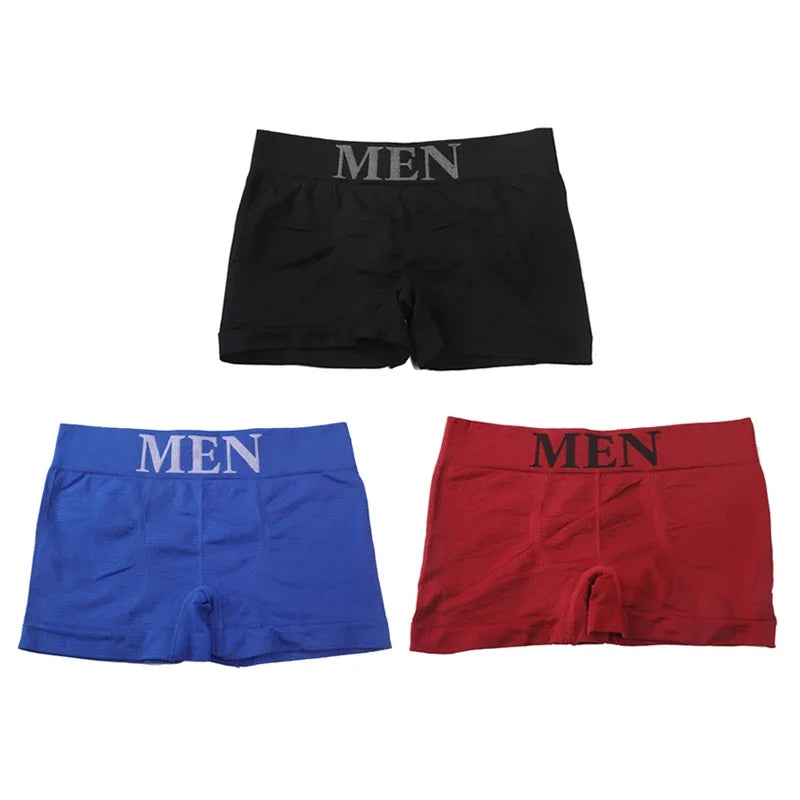 3Pcs/Lot Men's Panties Underwear Boxers Breathable Man Boxer Solid Underpants Comfortable Male Brand Shorts Black Blue Underwear - Ellianto fashion Men's