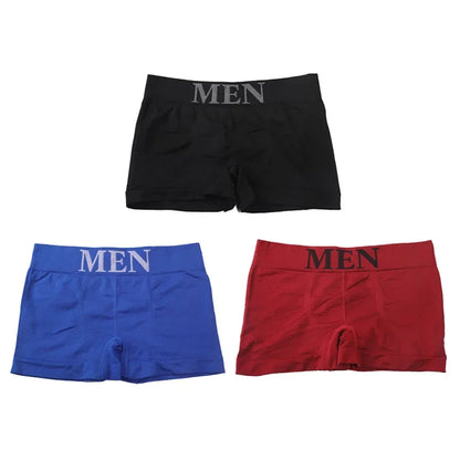 3Pcs/Lot Men's Panties Underwear Boxers Breathable Man Boxer Solid Underpants Comfortable Male Brand Shorts Black Blue Underwear - Ellianto fashion Men's