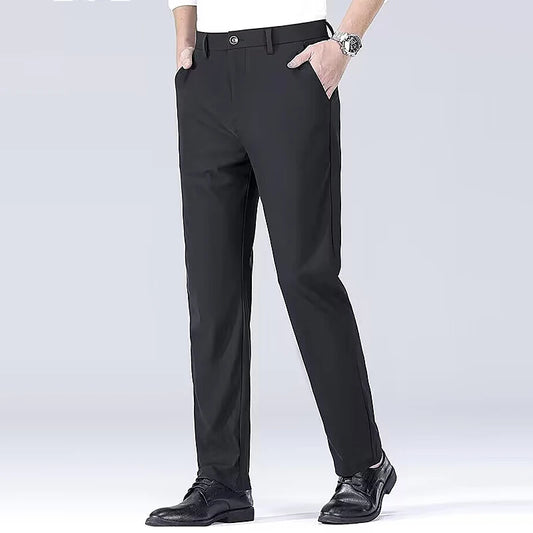 Men's smart casual pants elastic sports, men's quick drying pants spring and autumn straight leg office black work pants - Ellianto fashion Men's
