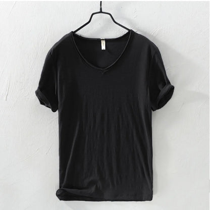 New Mens T Shirt Pure Color V Collar Short Sleeved Tops Tees Men T-Shirt 10colors slim Man T-Shirts Fitness For Male Clothes - Ellianto fashion Men's