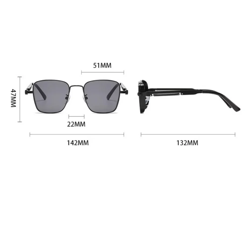 Men Driving Sunglasses Vintage Steampunk Square Sunglasses Metal Frame with Spring Hinges Women Eyepiece Trendy Driver Glasses - Ellianto fashion Men's
