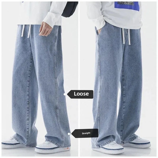 Loose Straight Leg Men's Jeans Summer Trendy Casual Versatile Handsome New Style Long Pants Clothing Matching - Ellianto fashion Men's